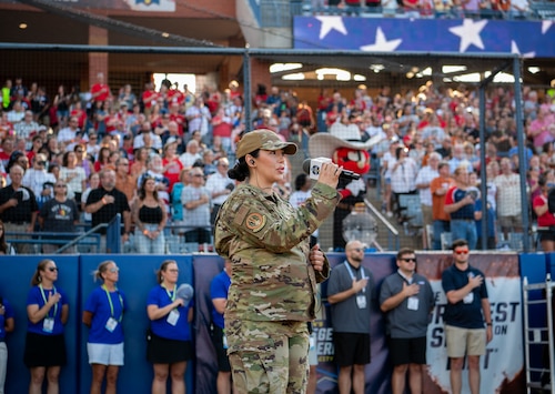Airman sings National Anthem