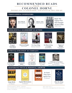 The Col. Horne Reading List Challenge, curated by Col. James Horne, Space Launch Delta 30 commander.