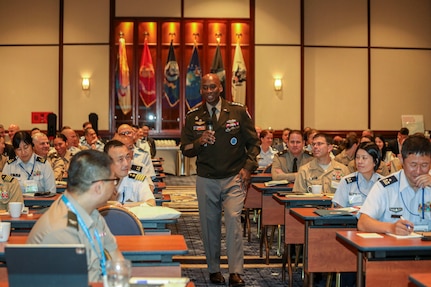 U.S. Army Gen. Xavier T. Brunson, United Nations Command, Combined Forces Command, and United States Forces Korea commander, delivers a keynote speech during the 2026 Northeast Asia International and Operational Law Conference May 19, 2026 at the New Sanno Hotel in Tokyo, Japan.