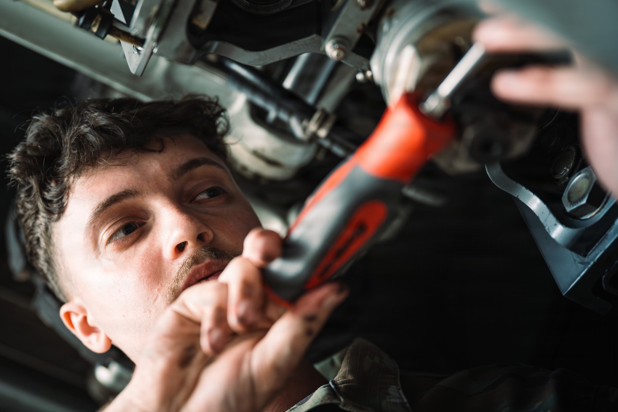 U.S. Air Force Airman 1st Class Zachery Polzel, 86th Maintenance Squadron aircraft inspections journeyman, secures a panel on a C-130J Super Hercules aircraft at Ramstein Air Base, Germany, June 2, 2026.