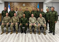 U.S. Army Soldiers with the Mississippi National Guard and U.S. Army Central pose with Republic of Uzbekistan Ministry of Emergency Services personnel during a Department of War National Guard Bureau State Partnership Program engagement May 18, 2026, in Almalyk City, Uzbekistan.
