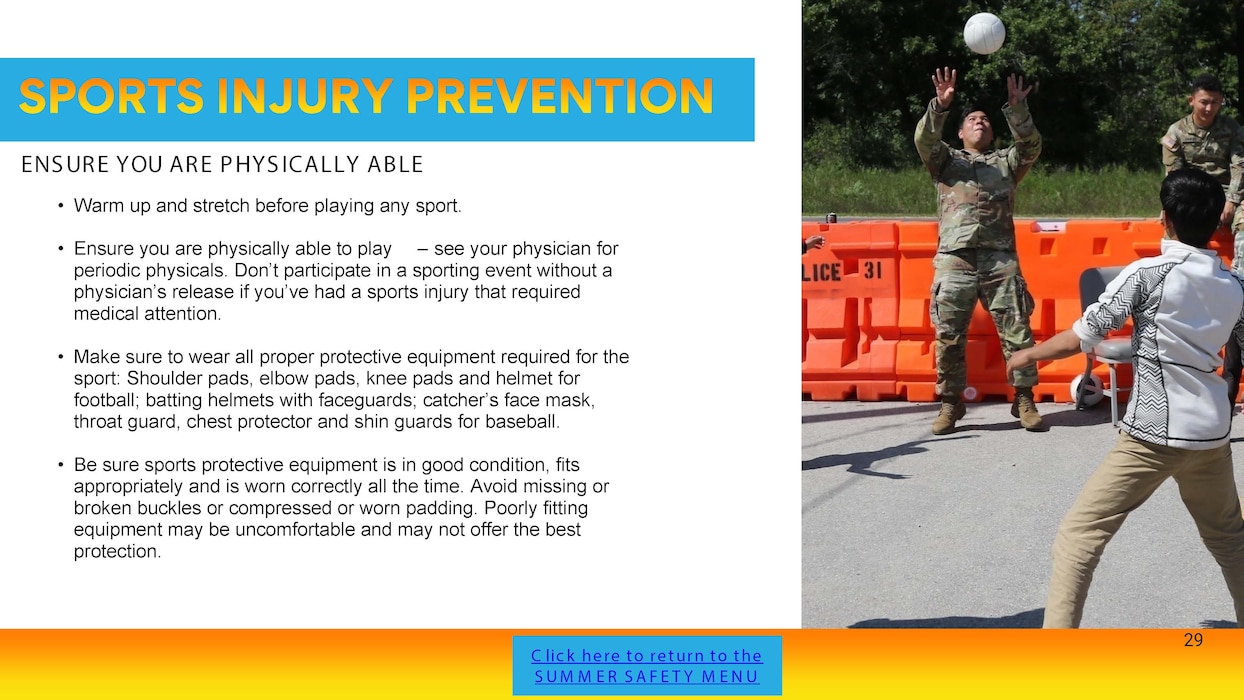 Graphic on preventing sports injury.