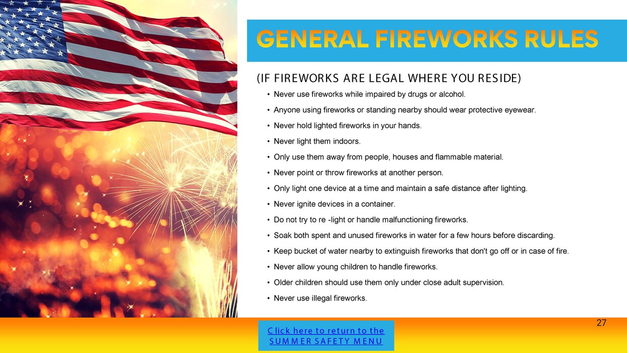 Graphic on general fireworks rules