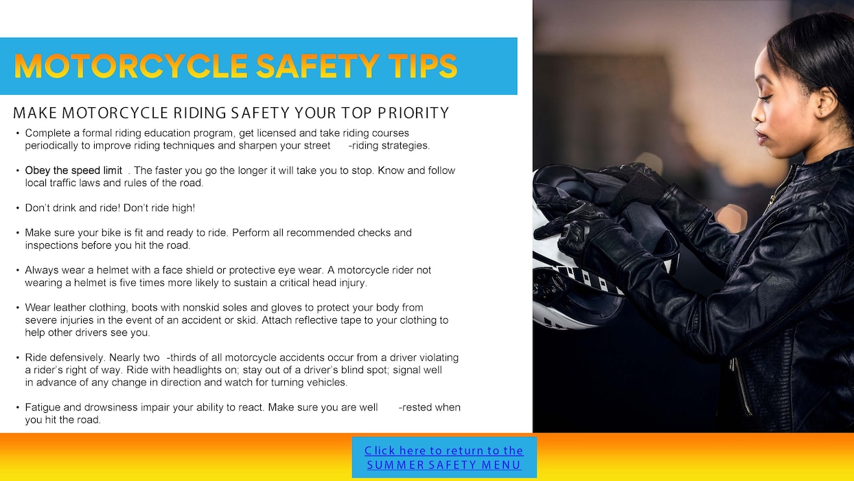 Graphic on motorcycle safety tips