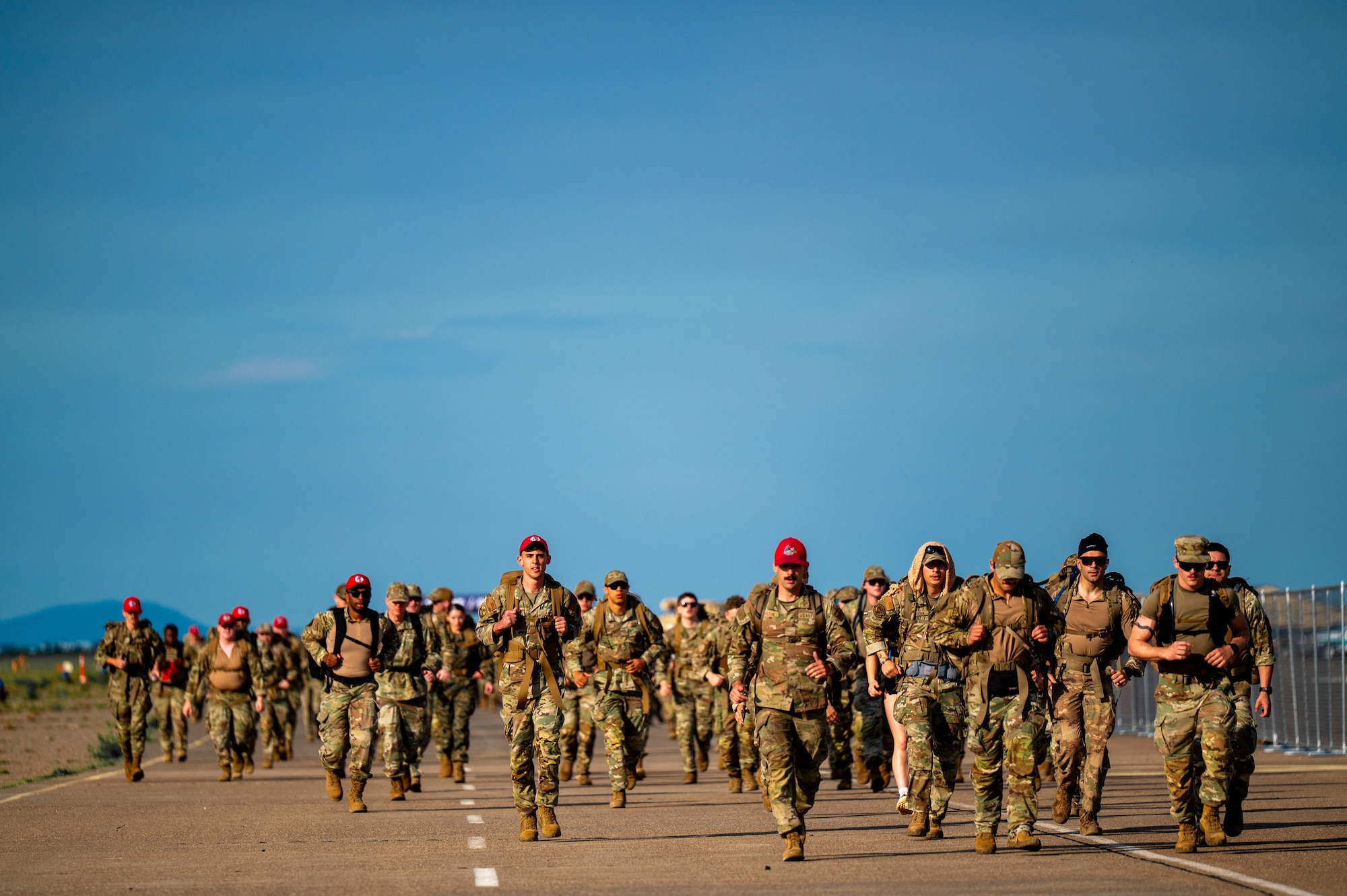 Participants in a Norwegian Foot March begin the event at Malmstrom Air Force Base, Montana, May 26, 2026.