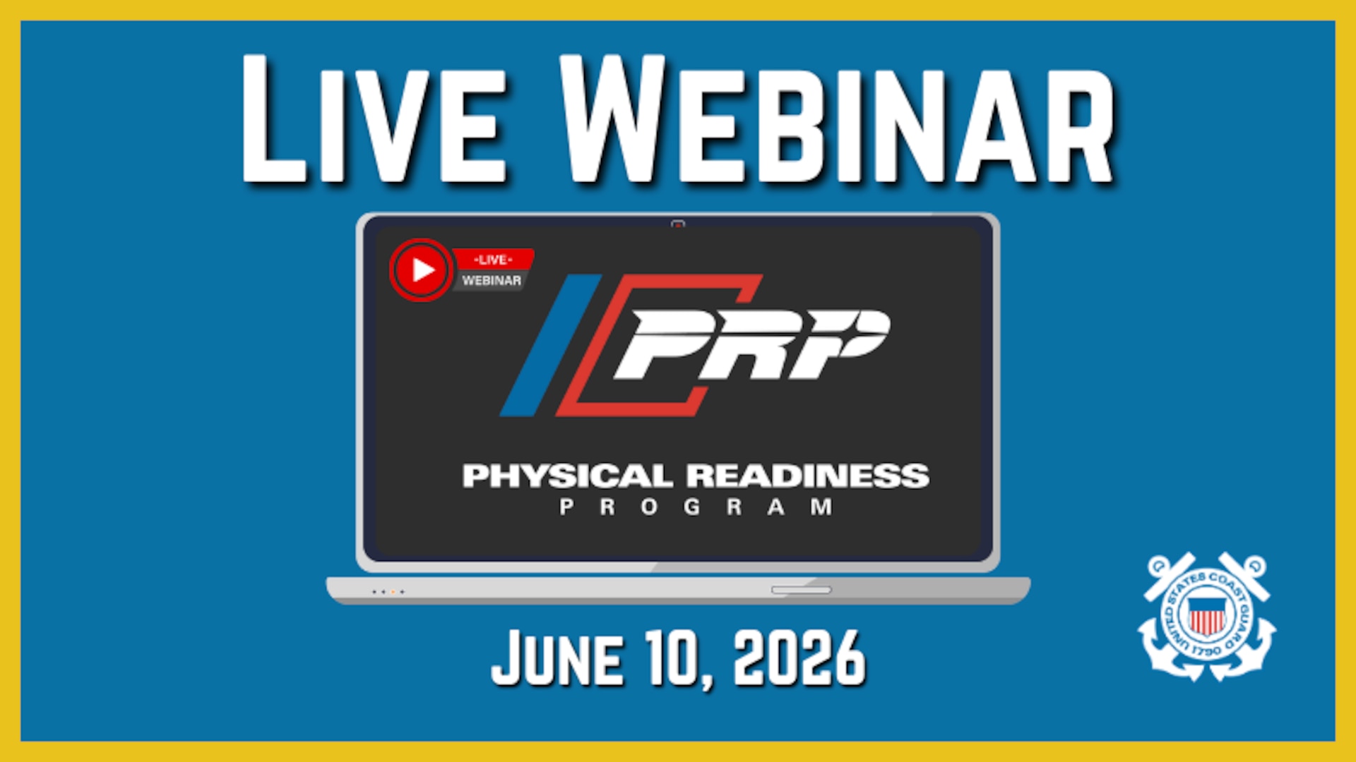 A PRP Article Title Card for a live webinar event.