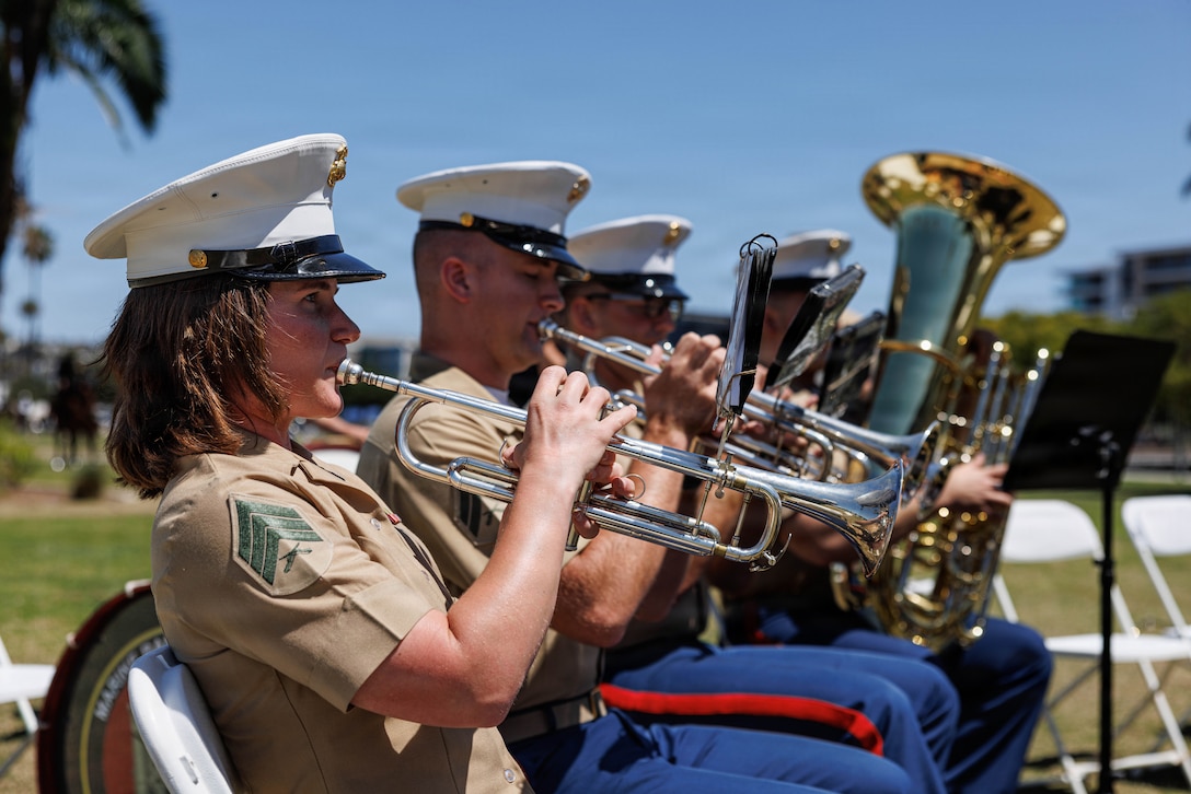 U.S. Marines with Marine Band San Diego, Marine Corps Recruit Depot San Diego, Western Recruiting Region, perform at the San Diego County Law Enforcement Memorial Ceremony in San Diego, California, May 6, 2026. Marine Band San Diego’s performance at the San Diego County Law Enforcement Memorial Ceremony honored fallen law enforcement officers, reinforced commitment between military and local agencies, and paid tribute to the sacrifices made to the San Diego community. (U.S. Marine Corps photo by Lance Cpl. Kevin Alonso)