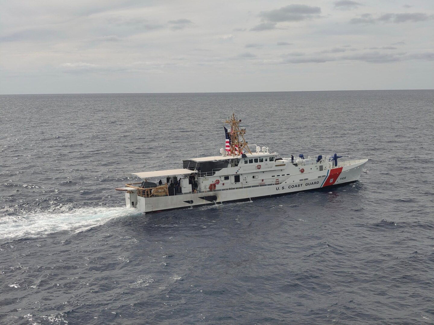 USCGC Margaret Norvell (WPC-1105) boat crew and CGIS Investigators search for a missing person during a CGIS investigation in the Bahamas, Jun. 2, 2026. Search operations employed a range of specialized capabilities, including divers, remotely operated underwater vehicles, unmanned aerial systems, and a cadaver dog to thoroughly examine newly identified areas of interest. (U.S. Coast Guard courtesy photo)