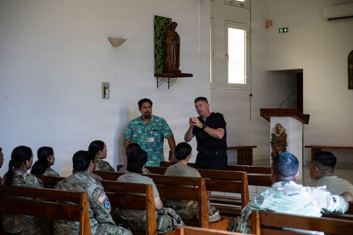 TAHITI, French Polynesia-- Soldiers from 962 Quartermaster Company meet with a chaplain from the French Armed Forces French Polynesia to gain an understanding of cultural sensitivities around death and religion that could impact their work as mortuary affairs specialists during Exercise Marara 26 in Tahiti, French Polynesia, June 5, 2026.