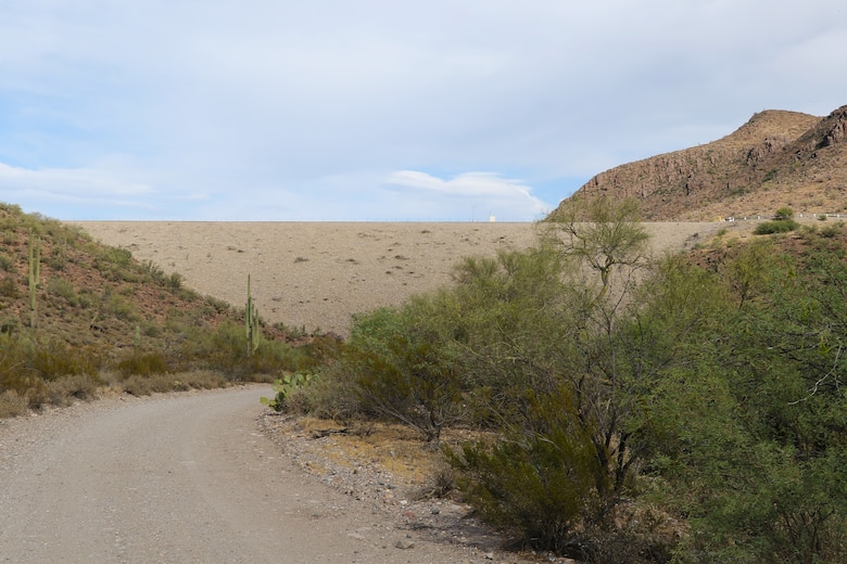 Pictured is the downstream portion of Whitlow Range Dam May 13 near Queen Valley, Arizona. Whitlow Range Dam is operated by the U.S. Army Corps of Engineers Los Angeles District and is approximately 50 miles east of Phoenix.