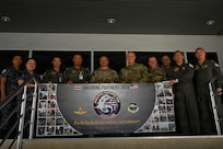 Royal Thai Air Force and Washington Air National Guard personnel hold a banner for Enduring Partners 2026 on Don Muang Royal Thai Air Force Base, Bangkok, June 2, 2026.