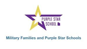 Graphic of the Purple Star Schools logo featuring a purple star alongside the text "Military Families" and "Purple Star Schools."