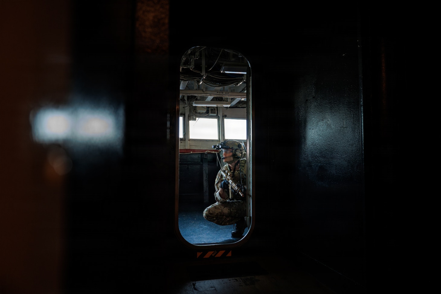U.S. East Coast-based Naval Special Warfare Operators (SEALs) conduct Maritime Interdiction Operation training aboard the Blue Ridge-class command and control ship USS Mount Whitney (LCC 20) in the Atlantic Ocean, May 20, 2026.