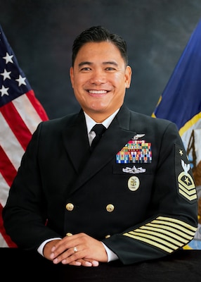 U.S. Navy Force Master Chief Jerry Cantorna poses for an official portrait as the director of the Hospital Corps. (U.S. Navy photo by Mass Communication Specialist 2nd Class Sasha Ambrose)