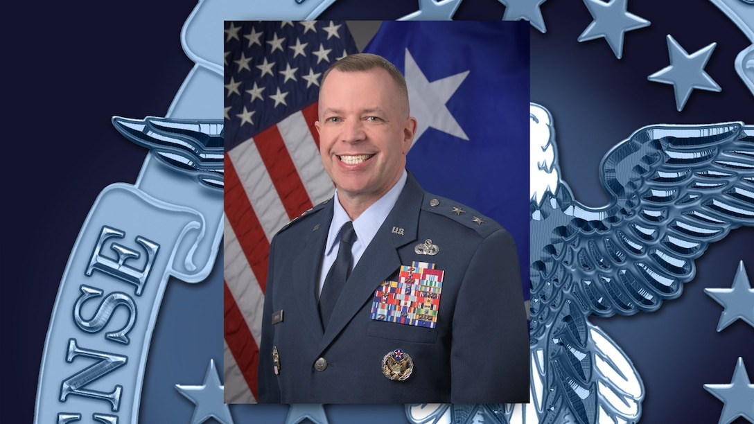 Graphic created for Air Force Maj. Gen. David J. Sanford's official photo.