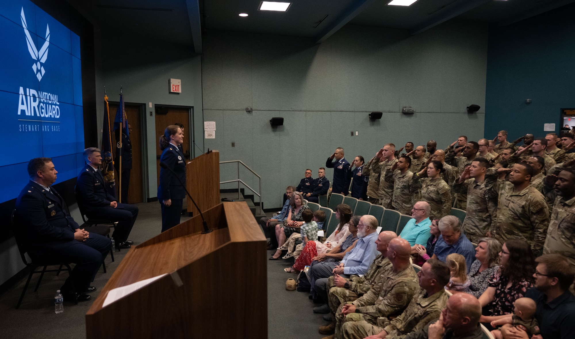105th Civil Engineer Squadron Airmen salute new commander