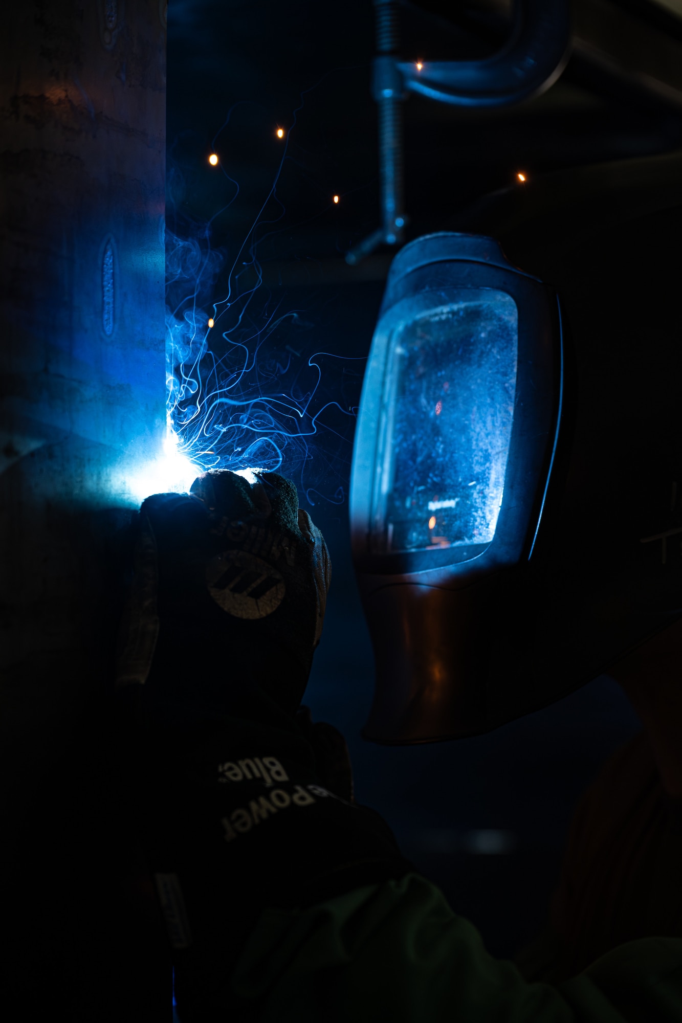 U.S. Air Force Airman 1st Class Joseph Williams, 436th Maintenance Squadron metals technology apprentice, welds together parts of a truck that will be used to carry tools and small machinery on Dover Air Force Base, Delaware, June 4, 2026.