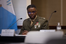 U.S. Marine Corps Col. Gregory Pace, commanding officer, Marine Corps Installations East-Marine Corps Base Camp Lejeune, speaks about installations goals during the 2026 State of the Community Luncheon at the Onslow County Government Center, in Jacksonville, North Carolina, June 4, 2026. This event highlighted the importance of collaboration between military, local government, businesses and community organizations. (U.S. Marine Corps Photo by Cpl. Jessica J. Mazzamuto)