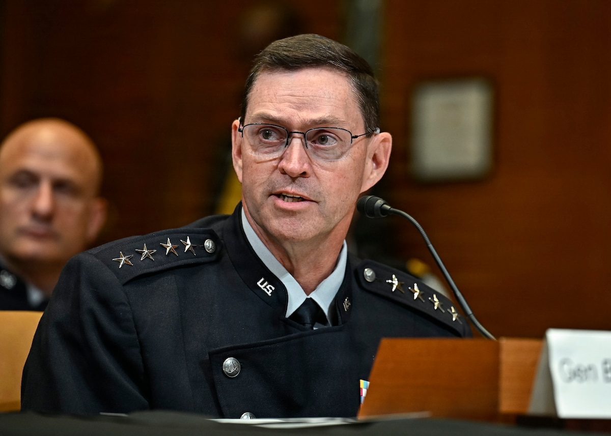 Chief of Space Operations Gen. Chance Saltzman testifies during a budget hearing before the Senate Appropriations Defense Subcommittee on Capitol Hill in Washington, D.C., June 9, 2026. (U.S. Air Force photo by Eric Dietrich)