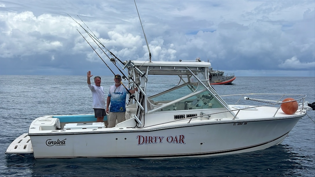 A Coast Guard Station Ponce De Leon boat crew locates and rescues two mariners aboard a disabled vessel approximately 18 miles east of Ormond Beach, Florida, June 9, 2026.