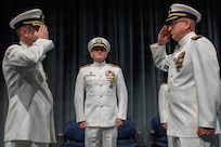 260604-N-MZ309-1177 KEYPORT, Wash. (June 4, 2026) Capt. Lacy Lodmell relieves Capt. Rob Garis as commodore of Submarine Squadron (CSS) 19 during a change of command ceremony at the U.S. Naval Undersea Museum in Keyport, Washington, June 4, 2026. CSS-19 is subordinate to Commander, Submarine Group (SUBGRU) 9 which exercises administrative and operational control of assigned submarine commands and units in the Pacific Northwest, providing oversight for shipboard training, personnel, and the supply and material readiness of SSBNs and their crews. SUBGRU-9 is also responsible for nuclear submarines undergoing conversion or overhaul at Puget Sound Naval Shipyard in Bremerton. (U.S. Navy photo by Mass Communication Specialist 1st Class Ryan Riley)