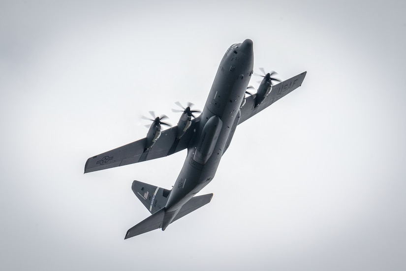 A U.S. Air Force C-130J Super Hercules aircraft assigned to the 123rd Airlift Wing, Kentucky Air National Guard, flies over Karup Air Base, Denmark, June 2, 2026. The 123rd AW is providing tactical airlift support to NATO Allies throughout the month of June in support of Ramstein Flag 2026, an Allied Air Command large-scale, air-focused, multi-location and joint operating area exercise with 18 participating nations and more than 200 aircraft. (U.S. Air National Guard photo by Master Sgt. Joshua Horton)