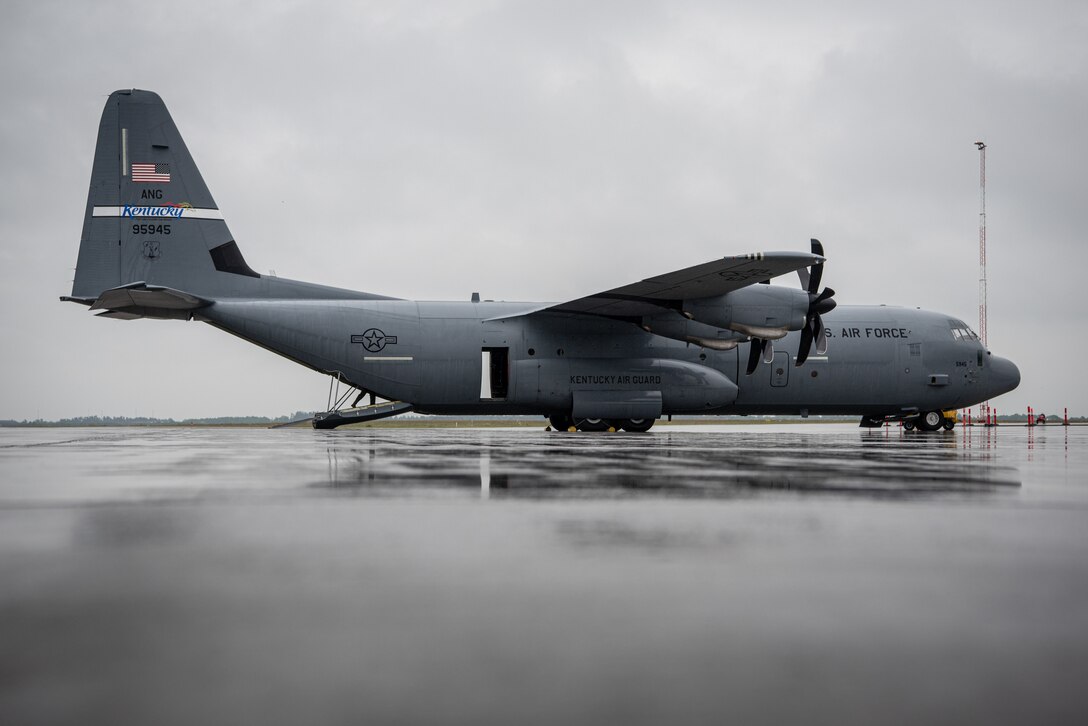 A U.S. Air Force C-130J Super Hercules aircraft assigned to the 123rd Airlift Wing, Kentucky Air National Guard, awaits its next sortie at Karup Air Base, Denmark, June 3, 2026. The 123rd AW is providing tactical airlift support to NATO Allies throughout the month of June in support of Ramstein Flag 2026, an Allied Air Command large-scale, air-focused, multi-location and joint operating area exercise with 18 participating nations and more than 200 aircraft. (U.S. Air National Guard photo by Master Sgt. Joshua Horton)