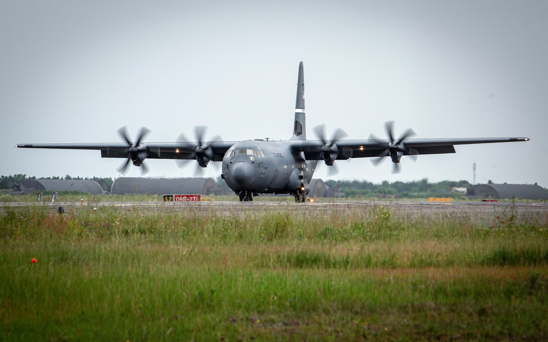 A U.S. Air Force C-130J Super Hercules aircraft assigned to the 123rd Airlift Wing, Kentucky Air National Guard, lands at Karup Air Base, Denmark, June 2, 2026. The 123rd AW is providing tactical airlift support to NATO Allies throughout the month of June in support of Ramstein Flag 2026, an Allied Air Command large-scale, air-focused, multi-location and joint operating area exercise with 18 participating nations and more than 200 aircraft. (U.S. Air National Guard photo by Master Sgt. Joshua Horton)