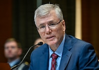 Secretary of the Air Force Troy Meink testifies during a budget hearing before the Senate Appropriations Defense Subcommittee on Capitol Hill in Washington, D.C., June 9, 2026. (U.S. Air Force photo by Eric Dietrich)