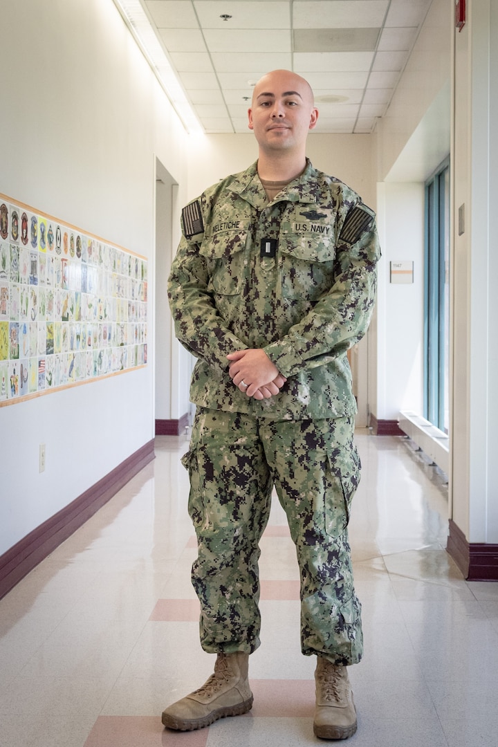 Navy Lt. j.g. Nelyavier Meletiche serves as a physician assistant aboard Navy Medicine Readiness and Training Command Cherry Point.  A graduate of the Medical Service Corps Interservice Procurement Program and Madison, Wisconsin, native, he credits his time as an enlisted hospital corpsman and surgical technologist with being able to better care for his patients.