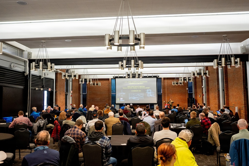 More than 100 attendees came together at the U.S. Army Corps of Engineers Louisville District's 2026 Levee Safety Meeting to strengthen regional flood risk management and levee safety efforts at the University of Louisville’s ShelbyHurst Campus, Feb. 24, 2026.