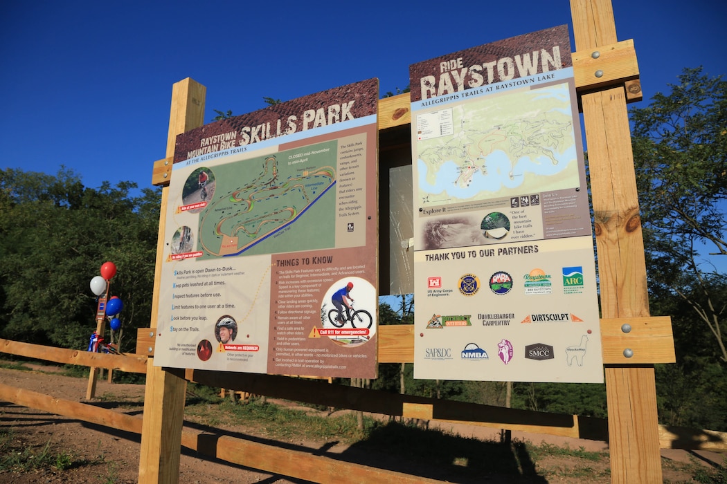 Raystown Mountain Bike Skills Park sign.