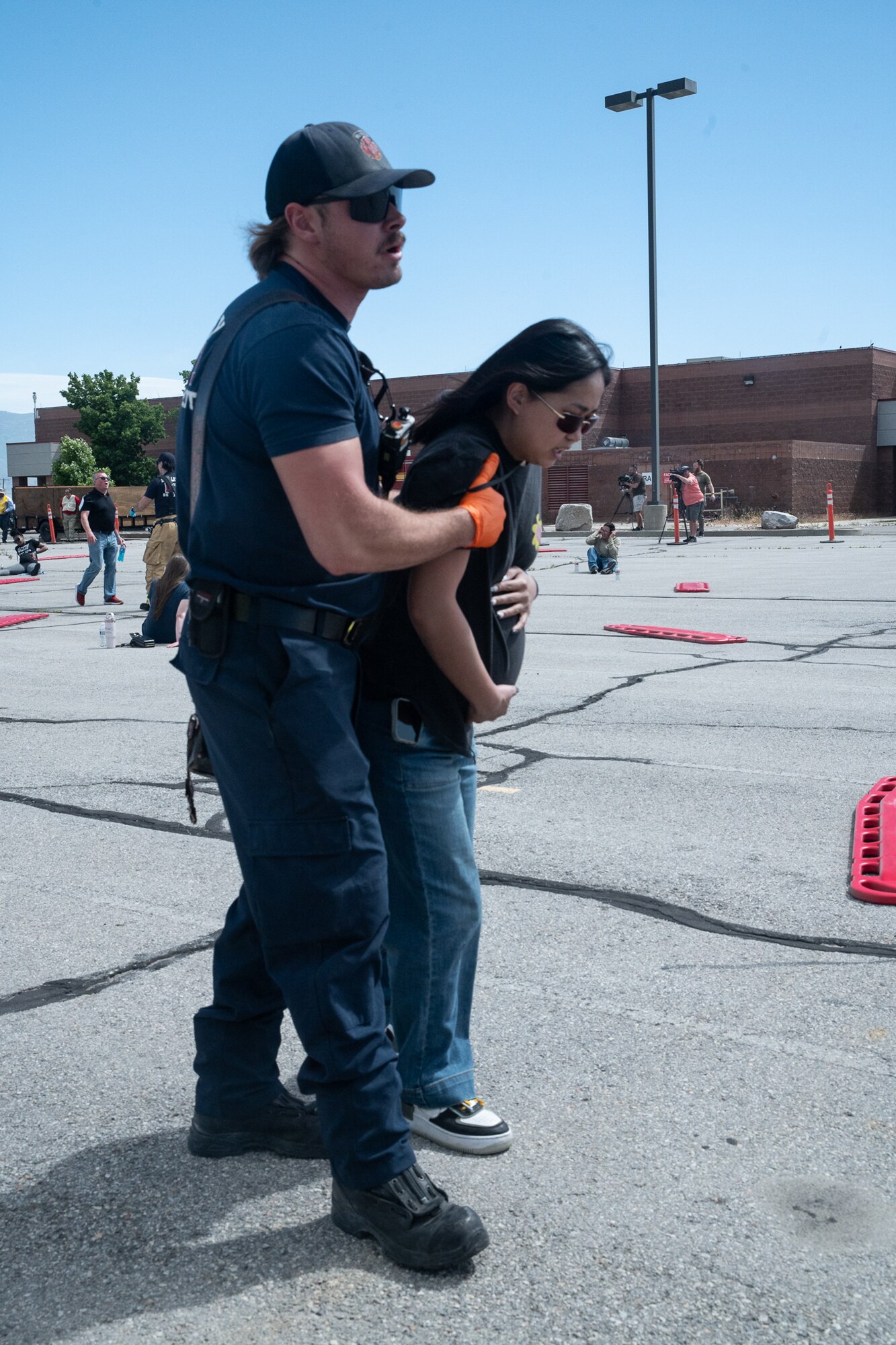 An Airport emergency response drill involving The Salt Lake Airport, Utah National Guard and local fire department responds to the crash of a simulated flight carrying servicemembers on deployment leaving Salt Lake International Airport, May 28, 2026.(U.S. Army National Guard Photo By Staff Sgt. Ariel J. Solomon)