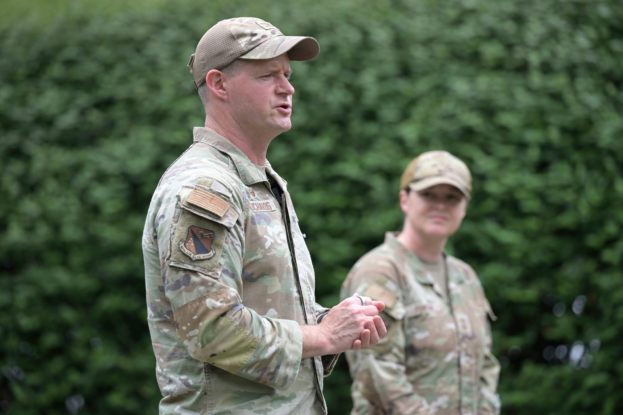 a man and woman in a military uniform