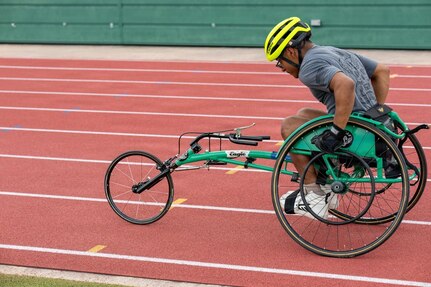 Team Army competitor participates in a track training event