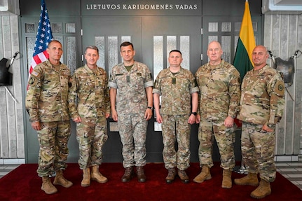 Air Force Gen. Steve Nordhaus, chief, National Guard Bureau, meets with Gen. Raimundas Vaikšnoras, chief of defense of the Republic of Lithuania, Vilnius, Lithuania, June 4, 2026.