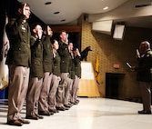 Maj. Gen. Rodney Boyd, The Adjutant General of Illinois and Commander of the Illinois National Guard, administers the Oath of Office to 10 new Army second lieutenants during Northern Illinois University’s Army ROTC Commissioning Ceremony.