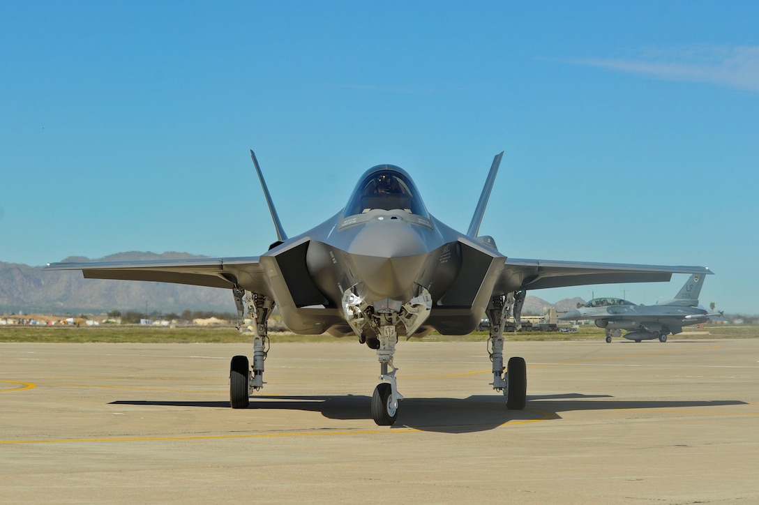 The F-35 Lightning II makes its first appearance March 10, 2014, at Luke Air Force Base.