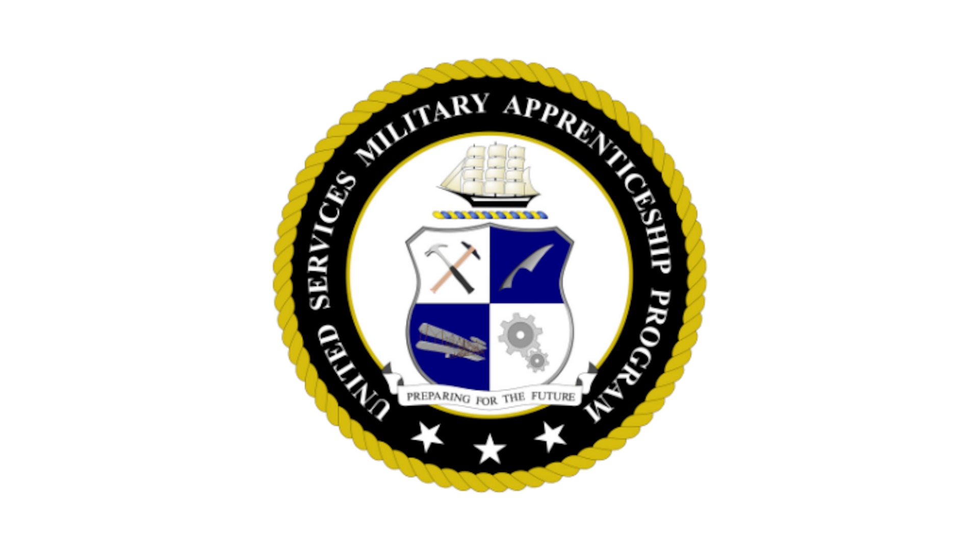 181001-N-N0443-0001 PENSACOLA, Fla. (Oct. 1, 2018) Official logo for the United Services Military Apprenticeship Program (USMAP). USMAP is a formal military training program that provides active-duty and Full Time Support (FTS) Navy, Marine Corps, Army and Coast Guard service members the opportunity to improve their job skills and to complete civilian apprenticeship requirements while they are on active duty. (U.S. Navy graphic/Released)