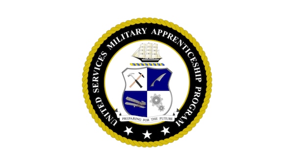 181001-N-N0443-0001 PENSACOLA, Fla. (Oct. 1, 2018) Official logo for the United Services Military Apprenticeship Program (USMAP). USMAP is a formal military training program that provides active-duty and Full Time Support (FTS) Navy, Marine Corps, Army and Coast Guard service members the opportunity to improve their job skills and to complete civilian apprenticeship requirements while they are on active duty. (U.S. Navy graphic/Released)