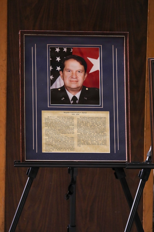 During the event, the auditorium adjacent to Wellman Armory was officially dedicated as the Brig. Gen. Larry C. Barker Auditorium, recognizing Barker’s decades of distinguished service and leadership within the Kentucky National Guard and the commonwealth.