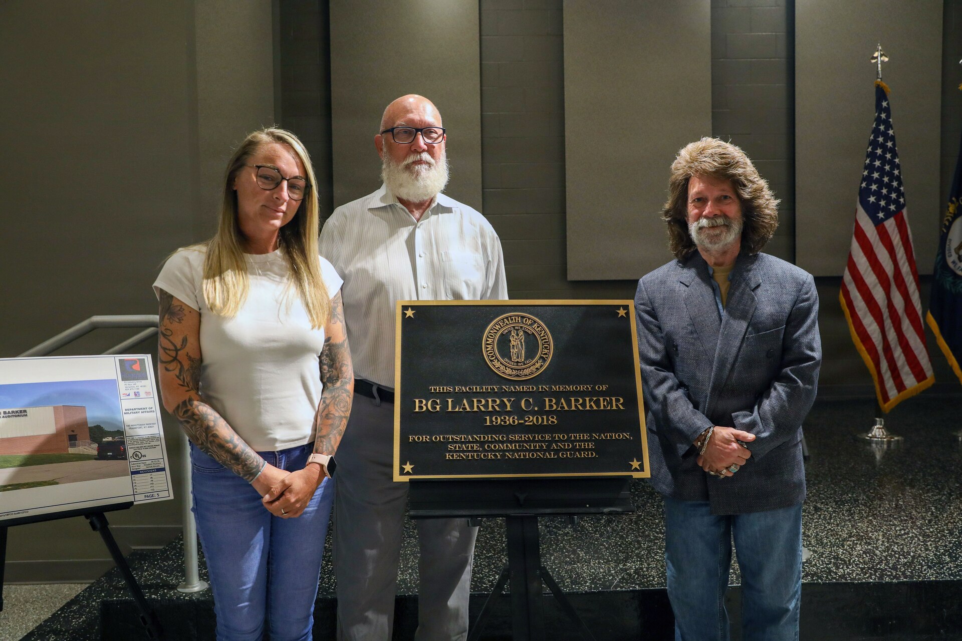 During the event, the auditorium adjacent to Wellman Armory was officially dedicated as the Brig. Gen. Larry C. Barker Auditorium, recognizing Barker’s decades of distinguished service and leadership within the Kentucky National Guard and the commonwealth.