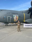 Illinois Army National Guard Chief Warrant Officer 2 Ethan R. Connor of Huntley, Ill., is shown at the Dubai Air Show in 2023.