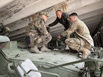 Washington Army National Guard Soldiers work alongside members of the Bulgarian Land Forces' 61st Mechanized Brigade during Stryker familiarization training in Bulgaria in 2026.