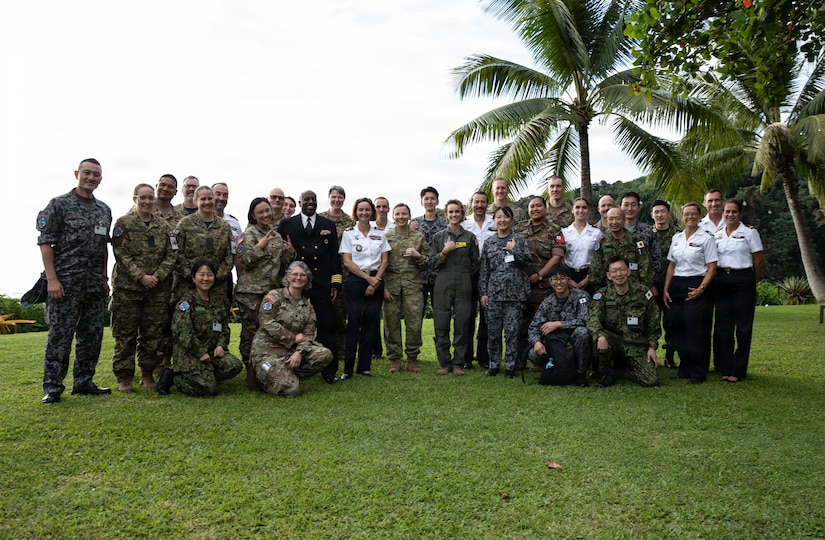 Attendees of the medical symposium during Marara 26 pose for a group photo at the end of the week in Tahiti, French Polynesia, June 5, 2026.