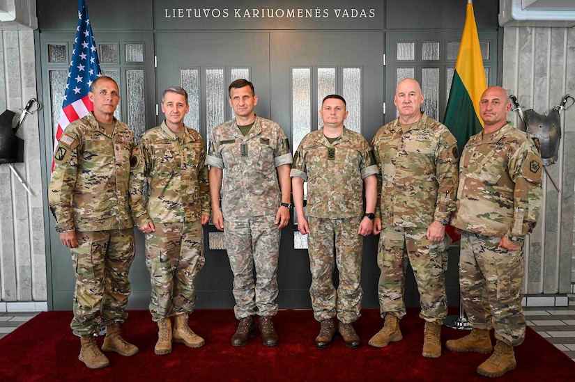 Air Force Gen. Steve Nordhaus, chief, National Guard Bureau, meets with Gen. Raimundas Vaikšnoras, chief of defense of the Republic of Lithuania, Vilnius, Lithuania, June 4, 2026.