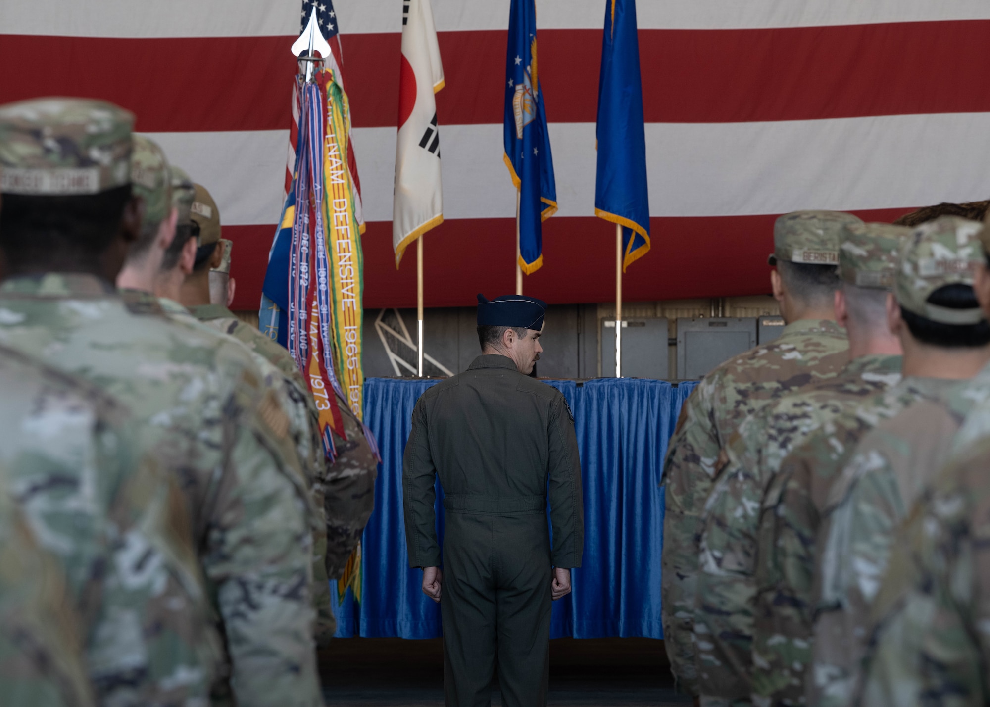 Commander directs formation.