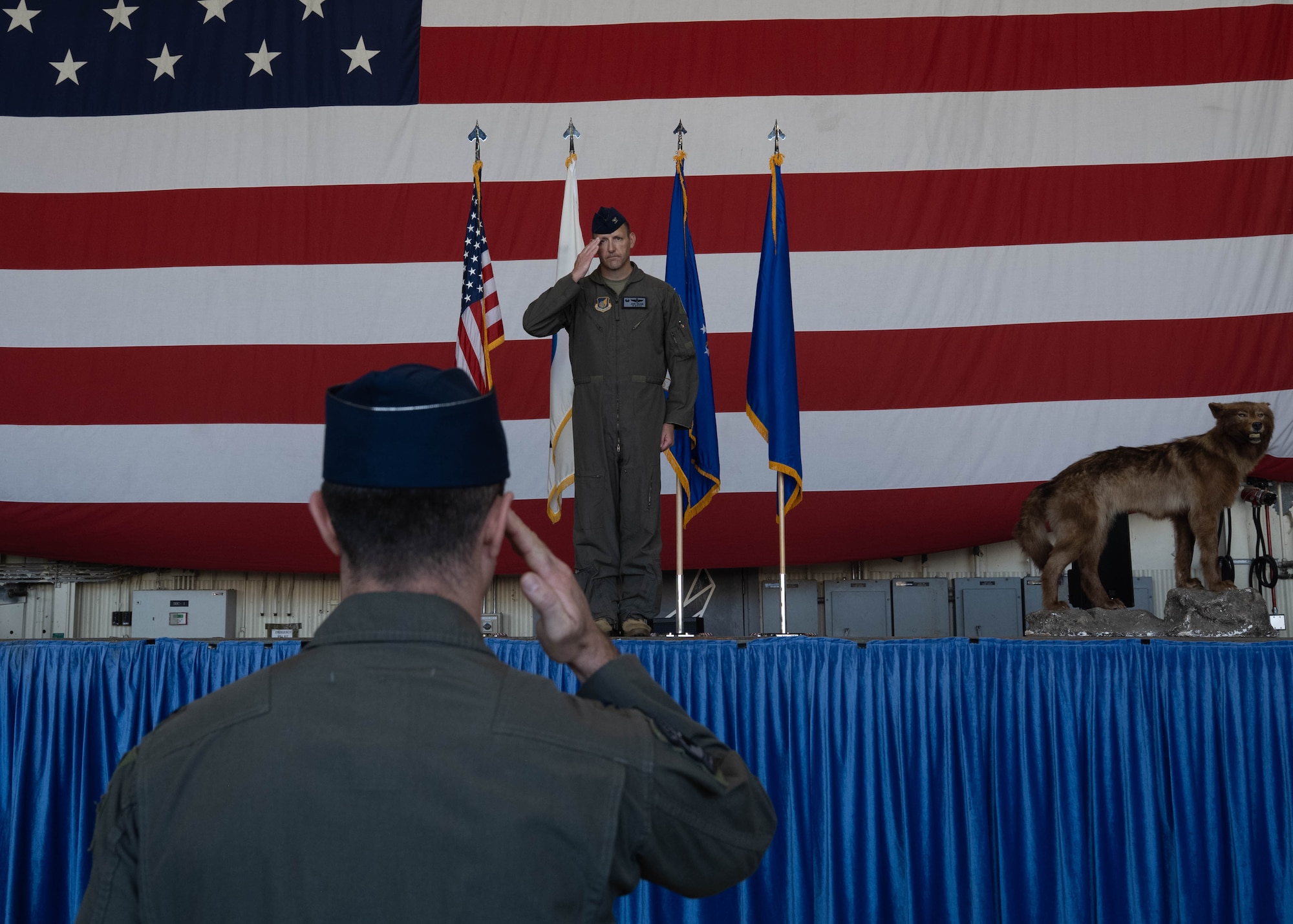 Airmen salute.
