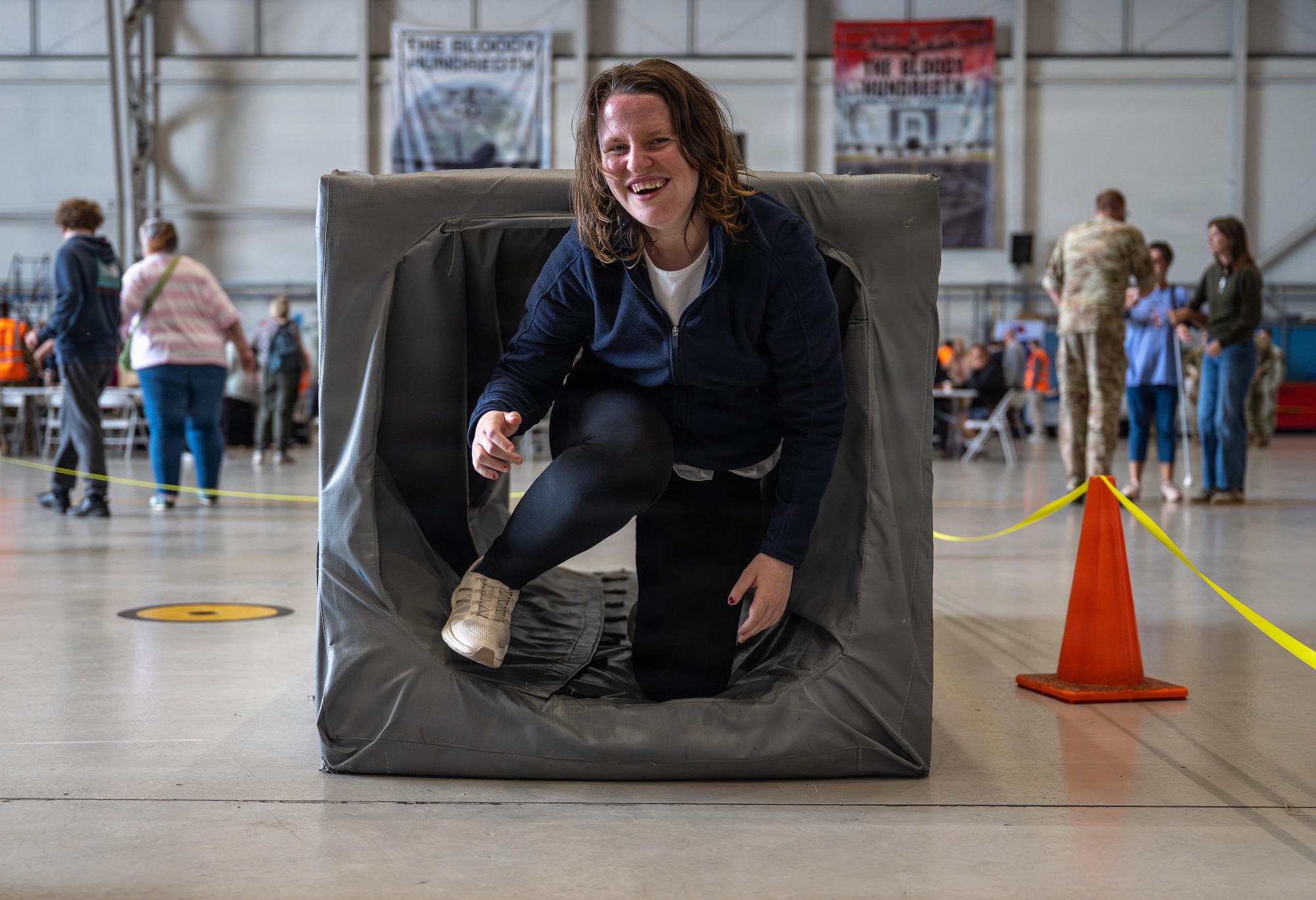 An athlete completes an obstacle course during Joan Mann Special Sports Day at RAF Mildenhall, England, June 4, 2026.