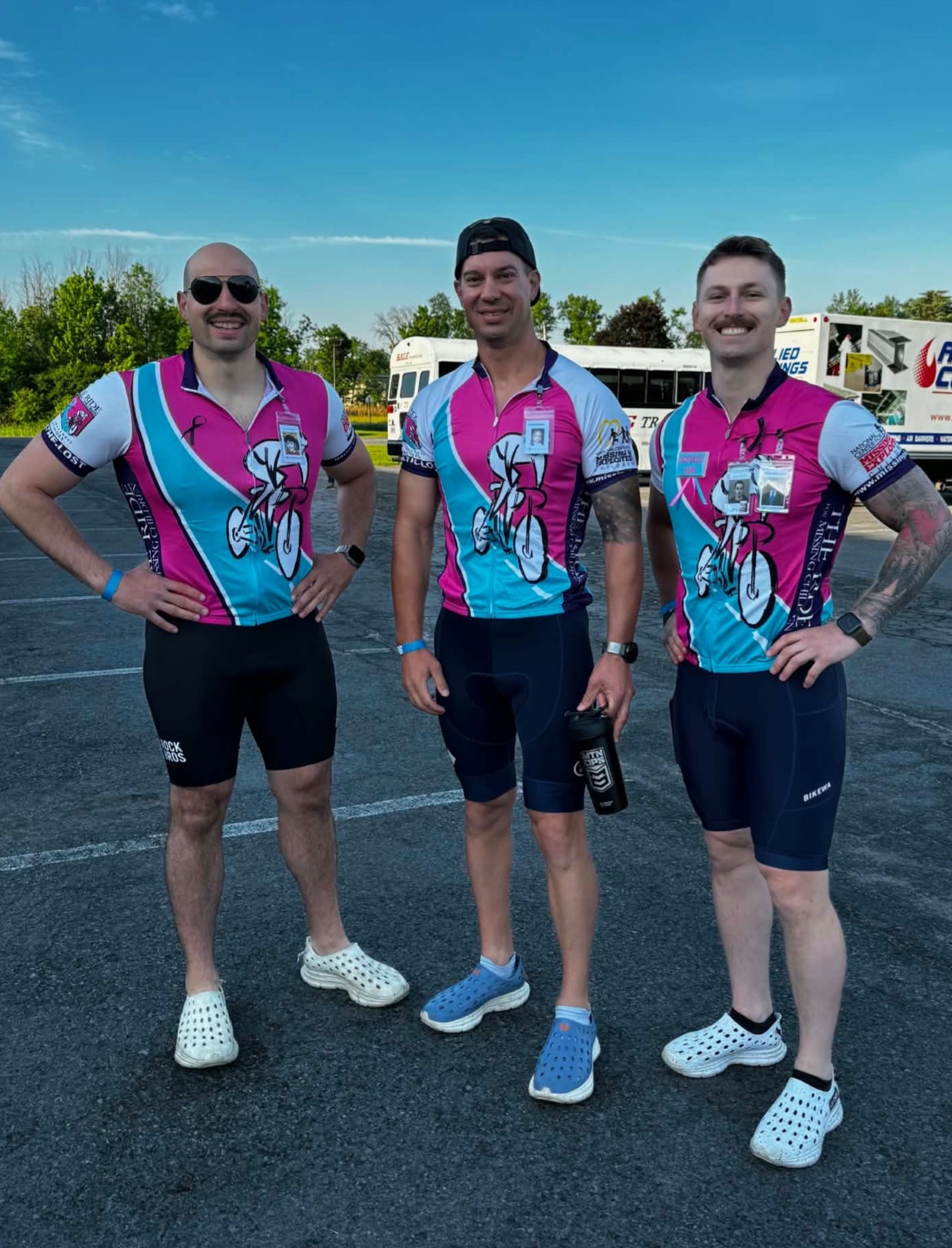 Eastern Air Defense Airmen (from left) Tech Sgt. Gennaro Anibarro, Master Sgt. Nicholas Carrier, and Master Sgt. Ward Seymour, completed an 80-mile bike ride on June 5. The trio raised $1,200 for the Mohawk Valley Chapter of The Ride for Missing Children to raise awareness and help prevent child exploitation and abduction. (Courtesy Photo)